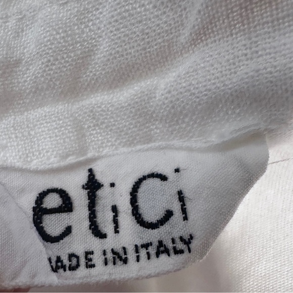 Etici Women’s White Linen Maxi Dress Cottagecore Button Front Made in Italy M/L - Picture 13 of 15